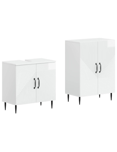 Set di Armadi da Bagno da 2 Pezzi HAARLEM Bianco Lucido