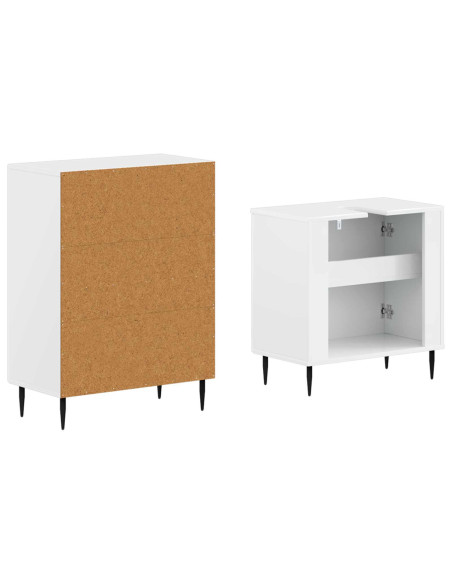 Set di Armadi da Bagno da 2 Pezzi HAARLEM Bianco Lucido