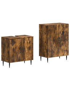 Set di Armadi da Bagno da 2 Pezzi HAARLEM Rovere Fumo