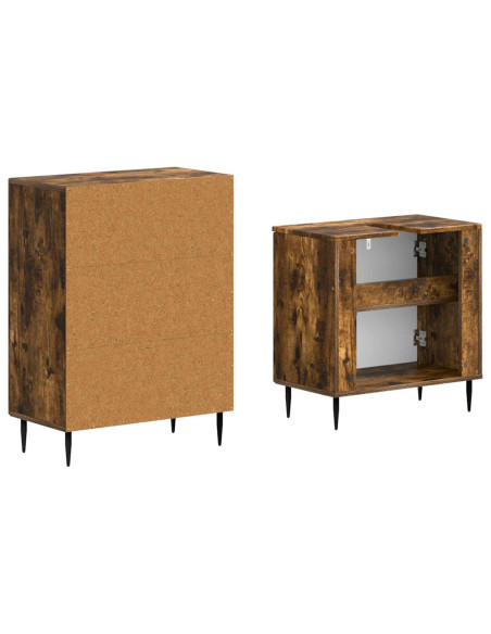 Set di Armadi da Bagno da 2 Pezzi HAARLEM Rovere Fumo