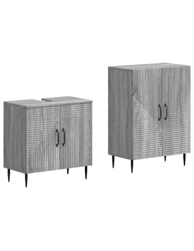 Set di Armadi da Bagno da 2 Pezzi HAARLEM Sonoma grigio