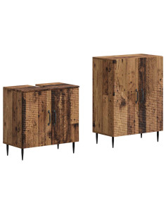 Set di Armadi da Bagno da 2 Pezzi HAARLEM Legno antico