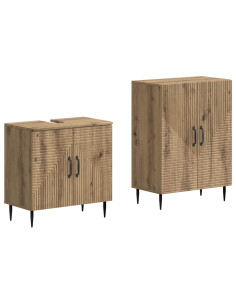 Set di Armadi da Bagno da 2 Pezzi HAARLEM Rovere Artigianale
