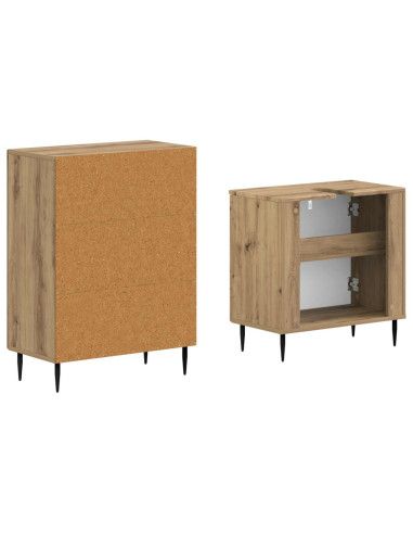 Set di Armadi da Bagno da 2 Pezzi HAARLEM Rovere Artigianale