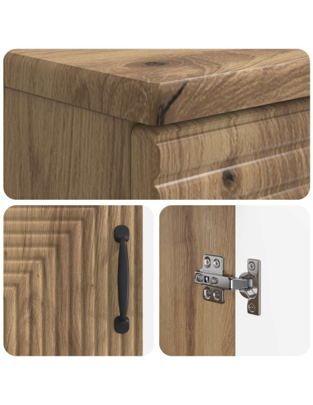 Set di Armadi da Bagno da 2 Pezzi HAARLEM Rovere Artigianale
