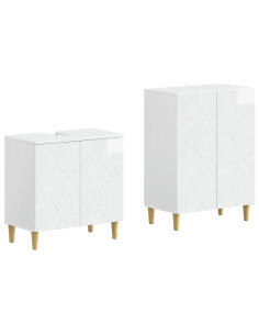 Set di Armadi da Bagno da 2 Pezzi DELFT Bianco Lucido