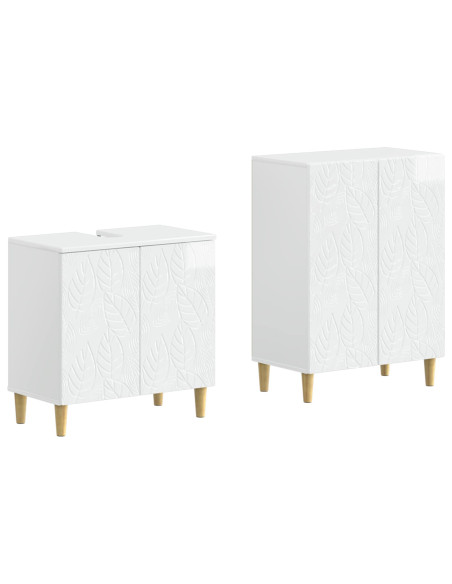 Set di Armadi da Bagno da 2 Pezzi DELFT Bianco Lucido