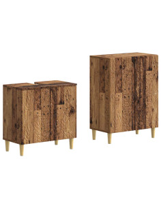 Set di Armadi da Bagno da 2 Pezzi DELFT Legno antico