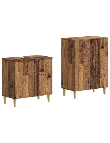 Set di Armadi da Bagno da 2 Pezzi DELFT Legno antico
