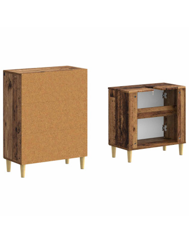 Set di Armadi da Bagno da 2 Pezzi DELFT Legno antico