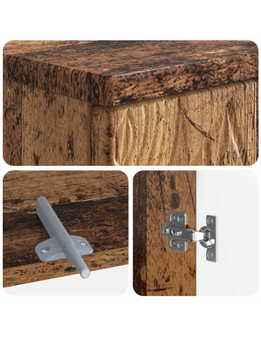 Set di Armadi da Bagno da 2 Pezzi DELFT Legno antico