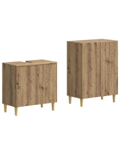 Set di Armadi da Bagno da 2 Pezzi DELFT Rovere Artigianale