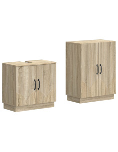 Set di Armadi da Bagno da 2 Pezzi HOORN Rovere Sonoma