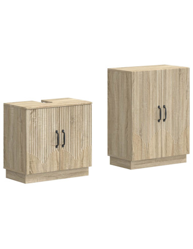 Set di Armadi da Bagno da 2 Pezzi HOORN Rovere Sonoma