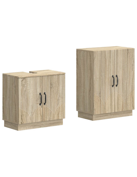 Set di Armadi da Bagno da 2 Pezzi HOORN Rovere Sonoma