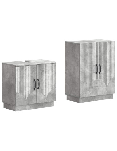 Set di Armadi da Bagno da 2 Pezzi HOORN Grigio Cemento