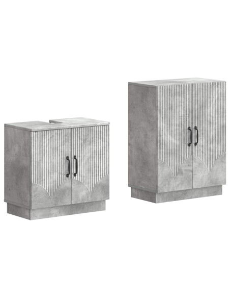 Set di Armadi da Bagno da 2 Pezzi HOORN Grigio Cemento