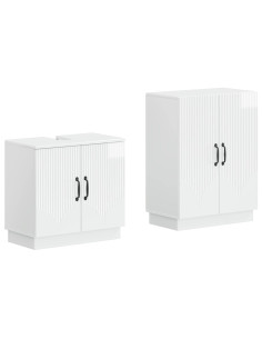 Set di Armadi da Bagno da 2 Pezzi HOORN Bianco Lucido