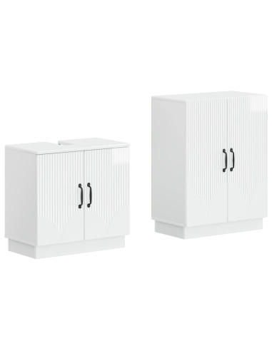 Set di Armadi da Bagno da 2 Pezzi HOORN Bianco Lucido