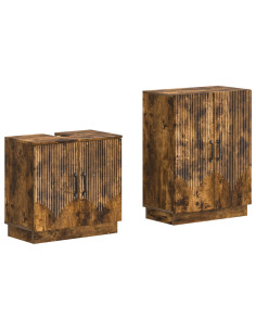 Set di Armadi da Bagno da 2 Pezzi HOORN Rovere Fumo