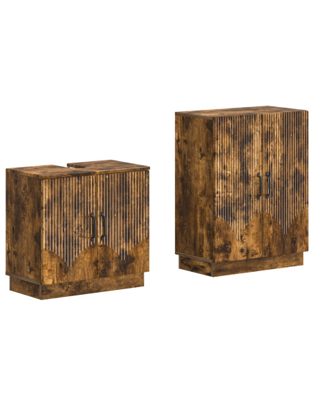 Set di Armadi da Bagno da 2 Pezzi HOORN Rovere Fumo