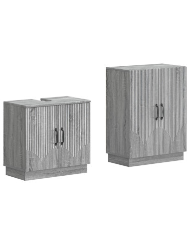 Set di Armadi da Bagno da 2 Pezzi HOORN Sonoma grigio