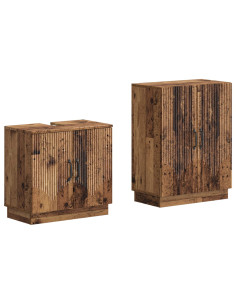 Set di Armadi da Bagno da 2 Pezzi HOORN Legno antico