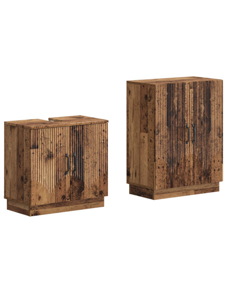 Set di Armadi da Bagno da 2 Pezzi HOORN Legno antico