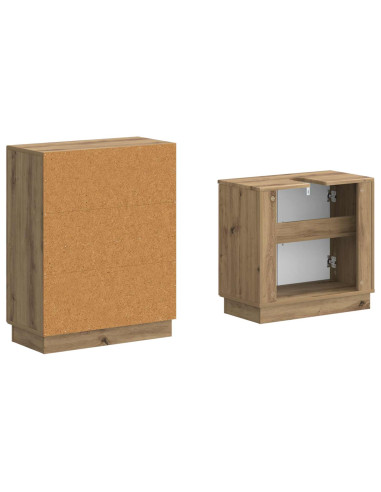 Set di Armadi da Bagno da 2 Pezzi HOORN Rovere Artigianale