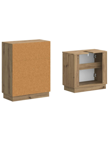 Set di Armadi da Bagno da 2 Pezzi HOORN Rovere Artigianale