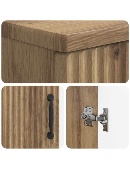 Set di Armadi da Bagno da 2 Pezzi HOORN Rovere Artigianale