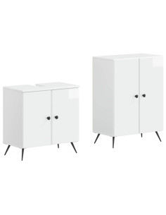 Set di Armadi da Bagno da 2 Pezzi BREDA Bianco Lucido