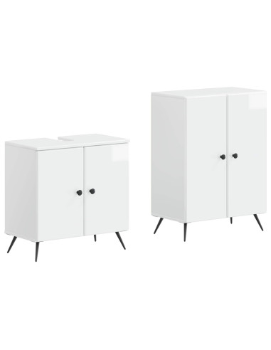 Set di Armadi da Bagno da 2 Pezzi BREDA Bianco Lucido