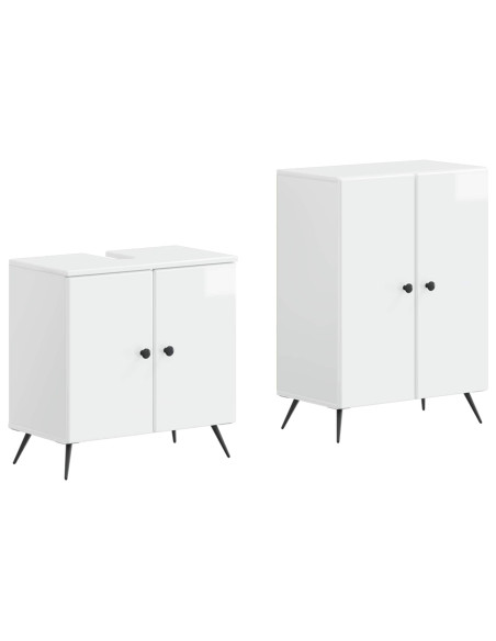 Set di Armadi da Bagno da 2 Pezzi BREDA Bianco Lucido