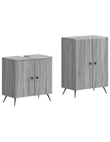 Set di Armadi da Bagno da 2 Pezzi BREDA Sonoma grigio