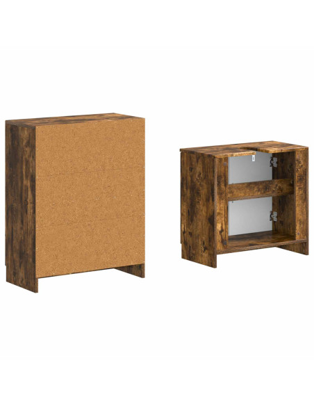 Set di Armadi da Bagno da 2 Pezzi UTRECHT Rovere Fumo