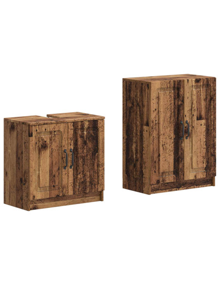 Set di Armadi da Bagno da 2 Pezzi UTRECHT Legno antico