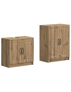 Set di Armadi da Bagno da 2 Pezzi UTRECHT Rovere Artigianale