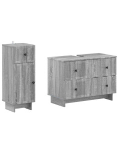 Set di Armadi da Bagno da 2 Pezzi EDE Sonoma grigio