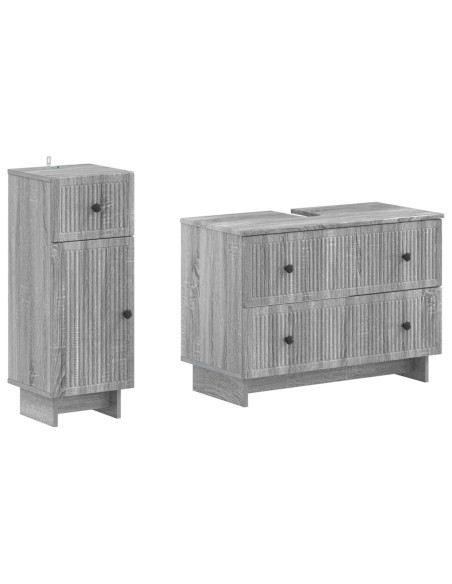 Set di Armadi da Bagno da 2 Pezzi EDE Sonoma grigio