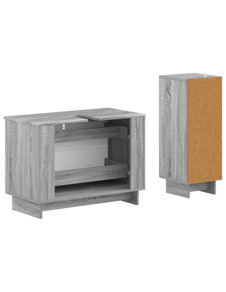 Set di Armadi da Bagno da 2 Pezzi EDE Sonoma grigio