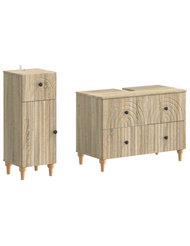 Set di Armadi da Bagno da 2 Pezzi ALKMAAR Rovere Sonoma