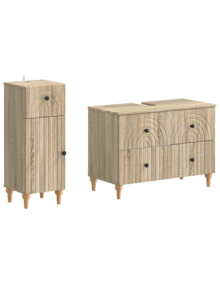 Set di Armadi da Bagno da 2 Pezzi ALKMAAR Rovere Sonoma