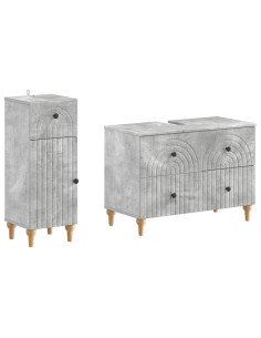Set di Armadi da Bagno da 2 Pezzi ALKMAAR Grigio Cemento