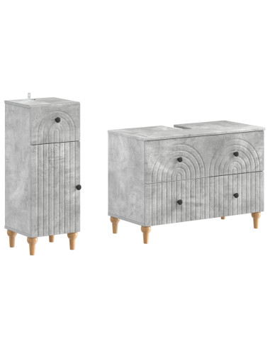 Set di Armadi da Bagno da 2 Pezzi ALKMAAR Grigio Cemento
