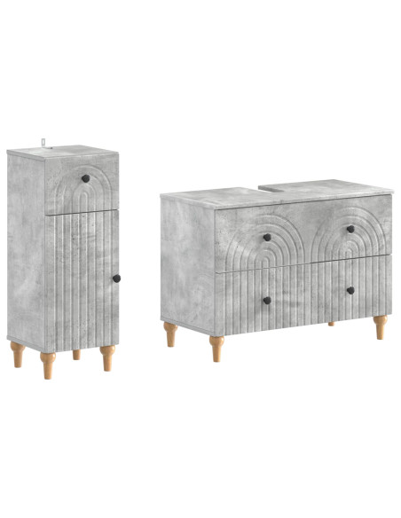 Set di Armadi da Bagno da 2 Pezzi ALKMAAR Grigio Cemento