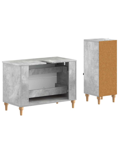 Set di Armadi da Bagno da 2 Pezzi ALKMAAR Grigio Cemento