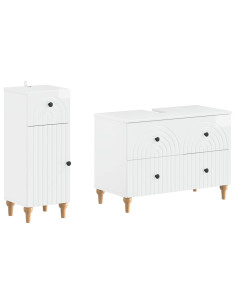 Set di Armadi da Bagno da 2 Pezzi ALKMAAR Bianco Lucido