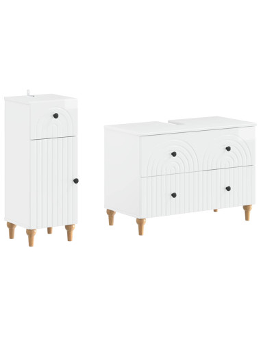 Set di Armadi da Bagno da 2 Pezzi ALKMAAR Bianco Lucido
