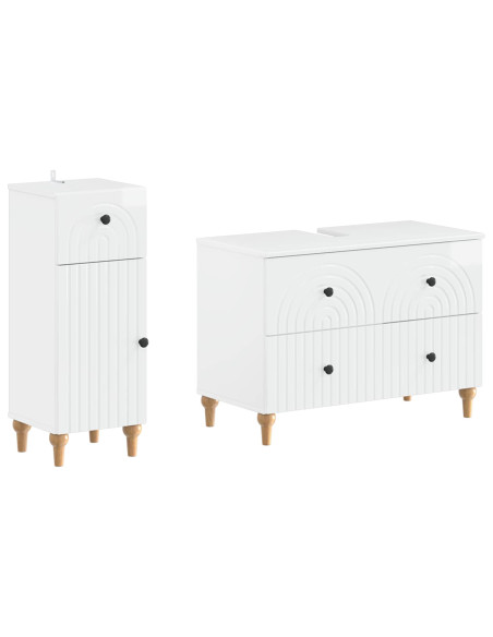 Set di Armadi da Bagno da 2 Pezzi ALKMAAR Bianco Lucido